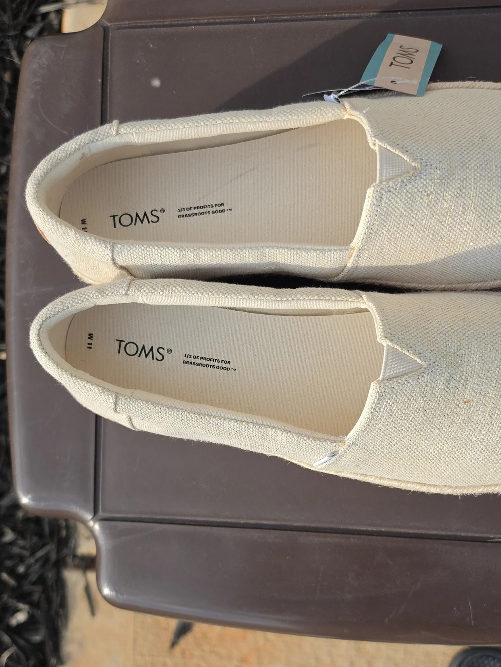 Toms Women's Valencia Natural Canvas Wedge Platform Espadrilles Size 11
